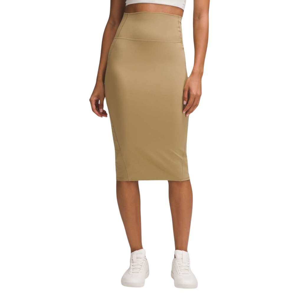 Lululemon Skirt Womens Size 4 Tan Nulu Slim Fit High Rise Midi Stretchy W8AH0S